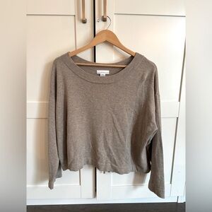 Bryn Walker Tan Long Sleeve Cotton Top Size Medium  casual basic minimalist